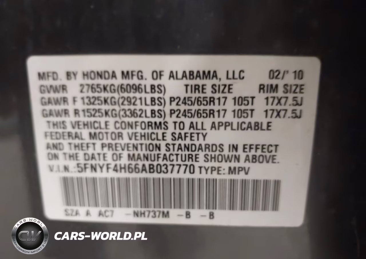 2010 Honda Pilot Ex-L VIN:5FNYF4H66AB037770 - 9