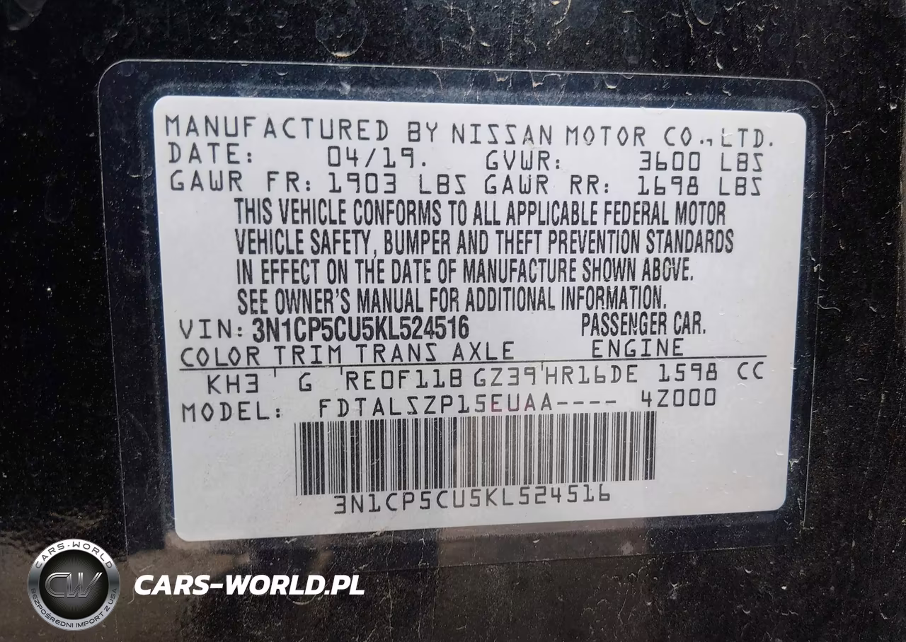2019 Nissan Kicks Sv VIN:3N1CP5CU5KL524516 - 9