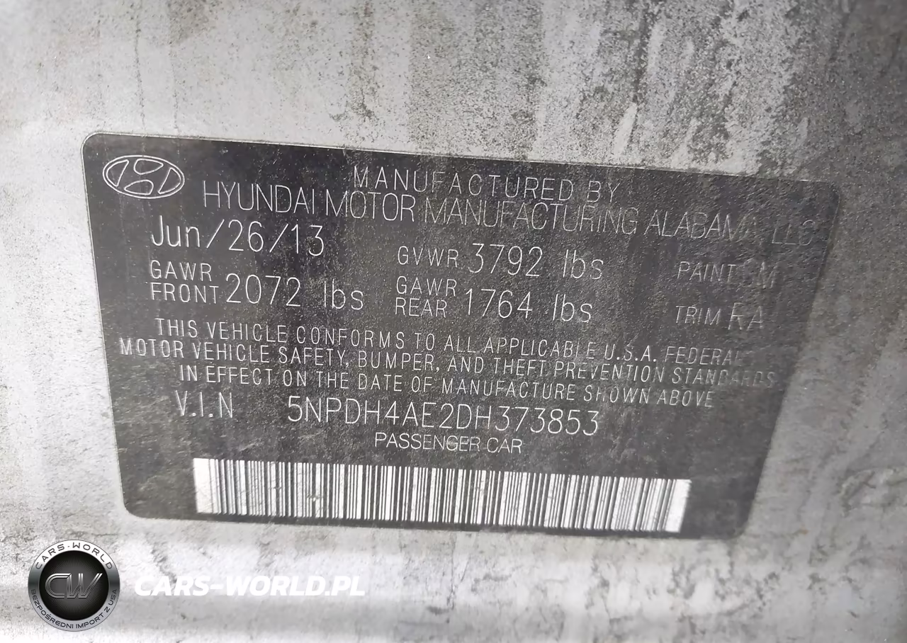 2013 Hyundai Elantra Gls VIN:5NPDH4AE2DH373853 - 9