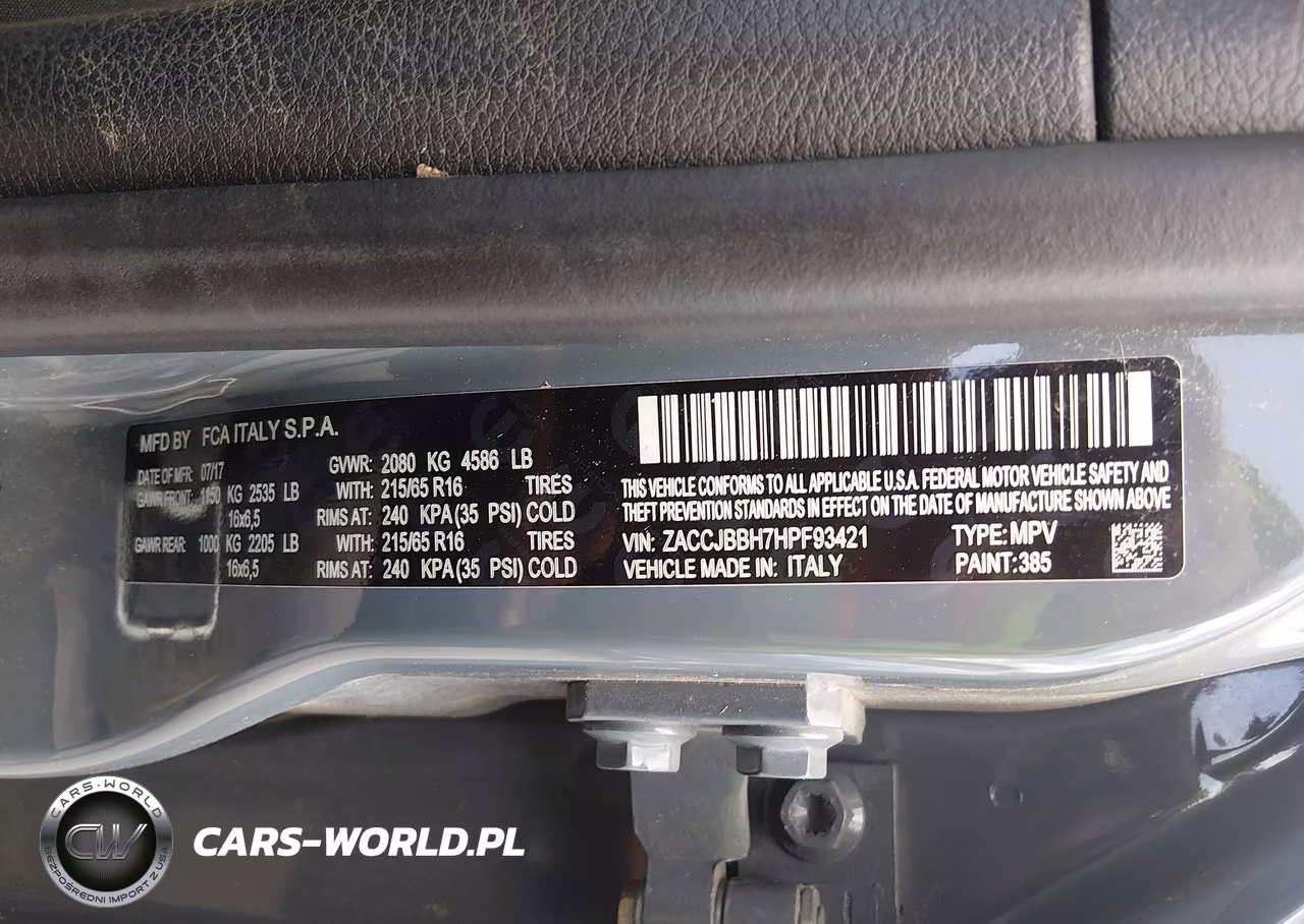 2017 Jeep Renegade Latitude 4X4 VIN:ZACCJBBH7HPF93421 - 9