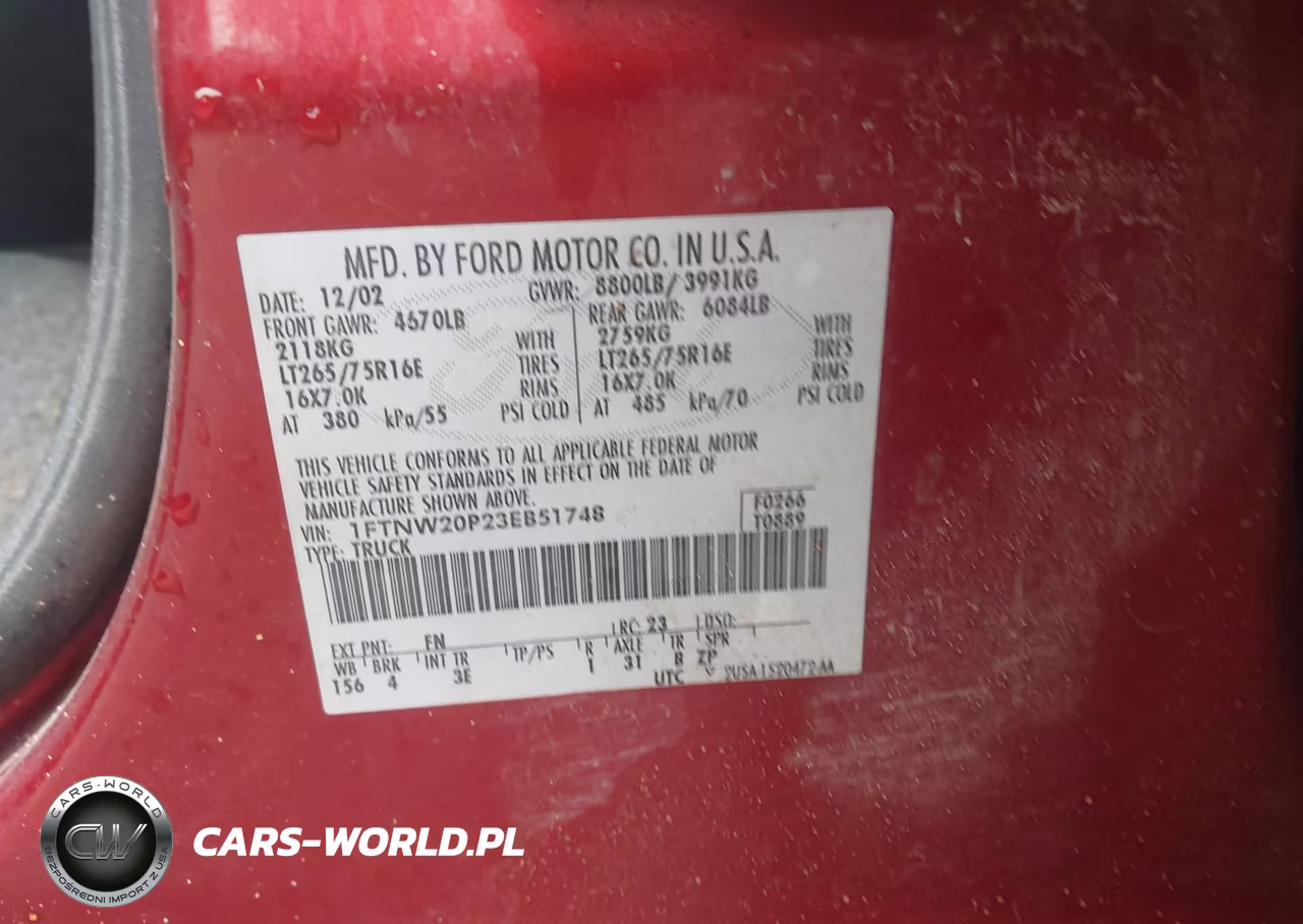 2003 Ford F-250 Lariat-Xl-Xlt VIN:1FTNW20P23EB51748 - 9