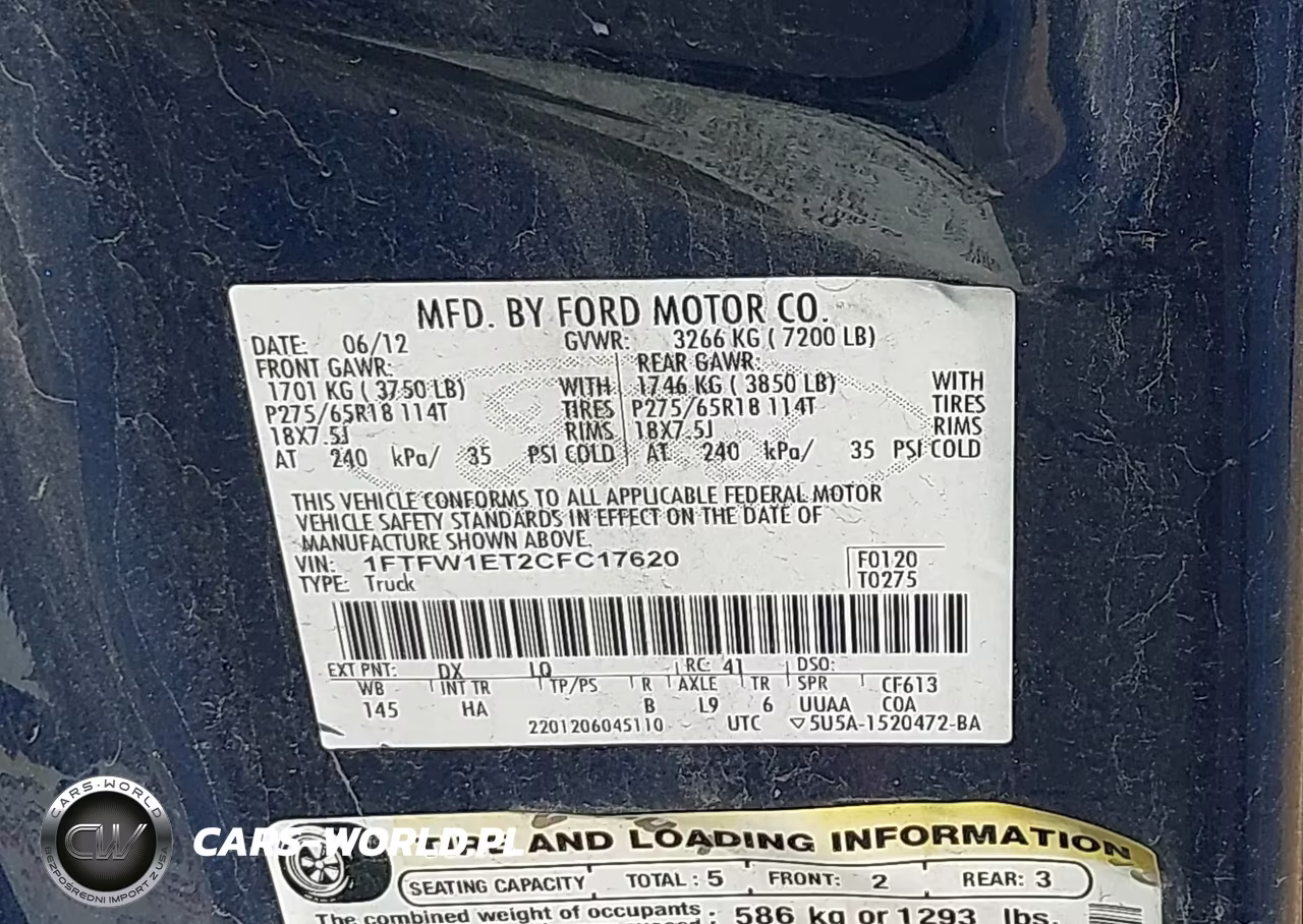 2012 Ford F-150 Lariat VIN:1FTFW1ET2CFC17620 - 9