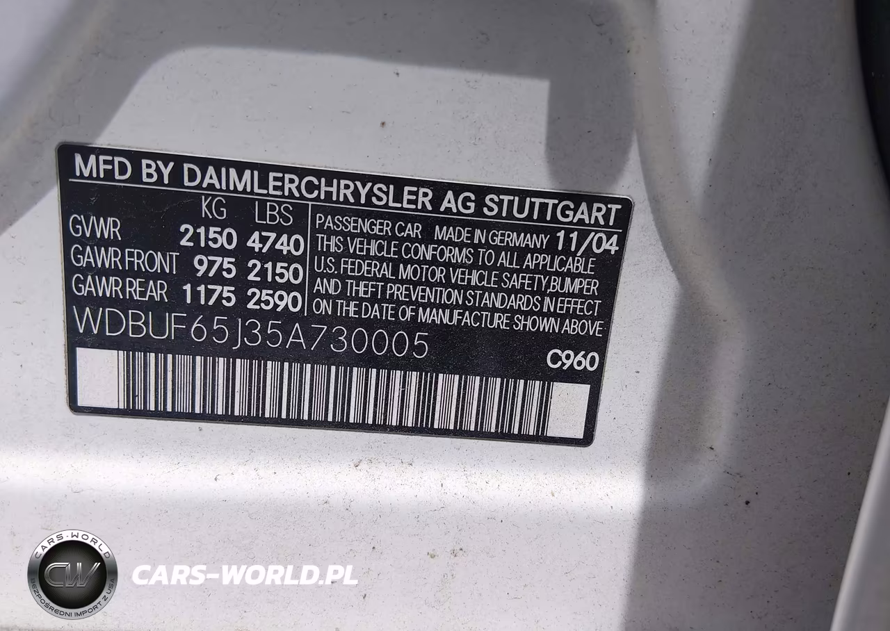 2005 Mercedes-Benz E 320 VIN:WDBUF65J35A730005 - 9