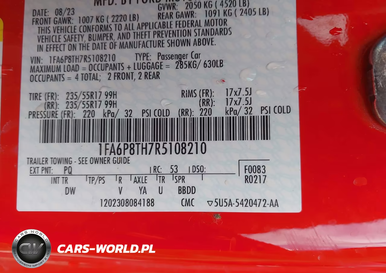 2024 Ford Mustang Ecoboost Fastback VIN:1FA6P8TH7R5108210 - 9