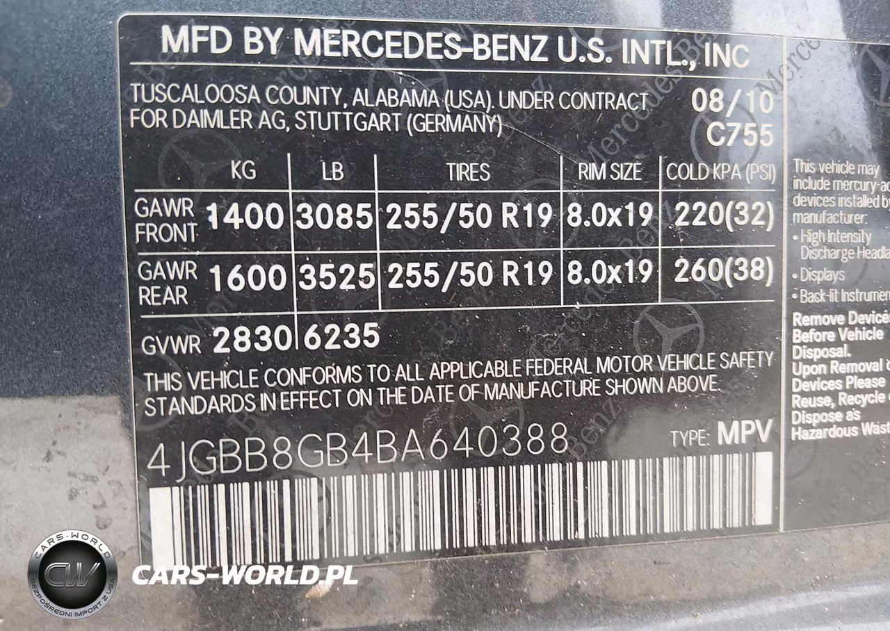 2011 Mercedes-Benz Ml 350 4Matic VIN:4JGBB8GB4BA640388 - 9