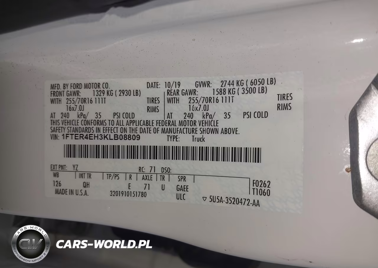 2019 Ford Ranger Xl VIN:1FTER4EH3KLB08809 - 9
