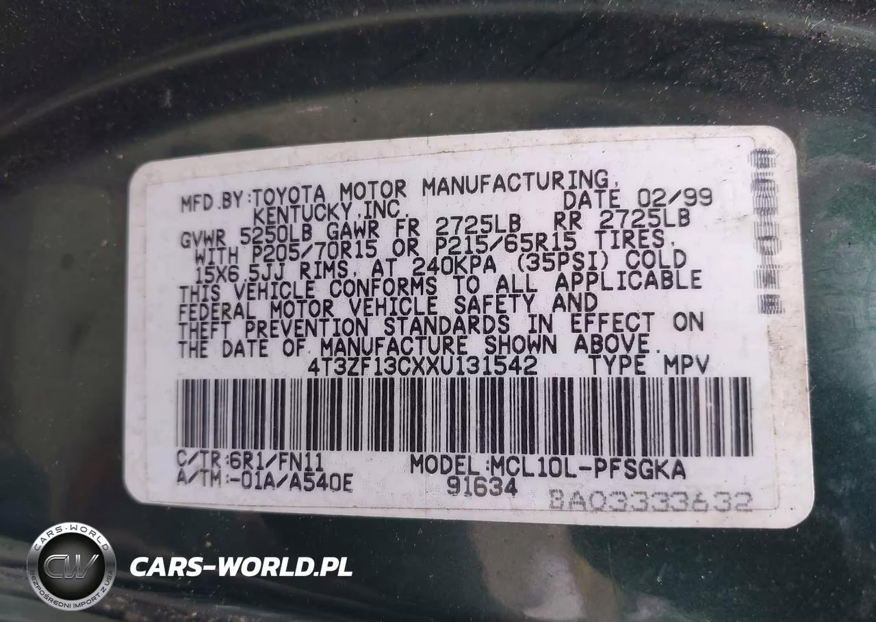 1999 Toyota Sienna Le VIN:4T3ZF13CXXU131542 - 9