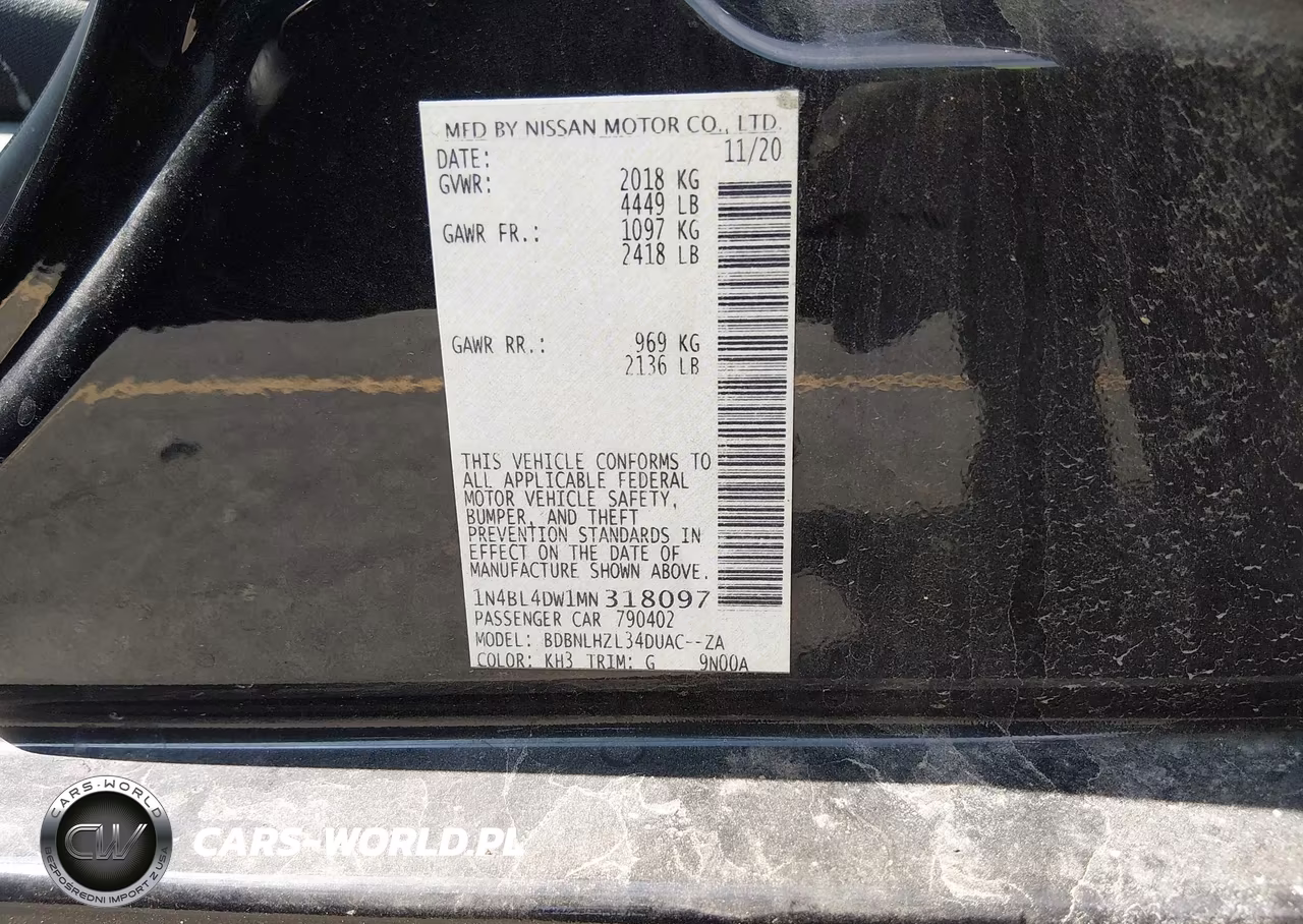 2021 Nissan Altima Sv Intelligent Awd VIN:1N4BL4DW1MN318097 - 9
