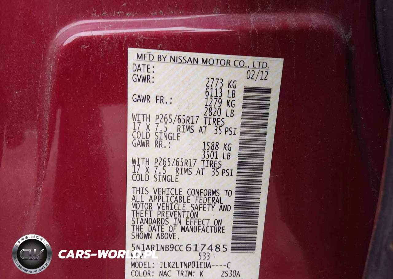 2012 Nissan Pathfinder Sv VIN:5N1AR1NB9CC617485 - 9