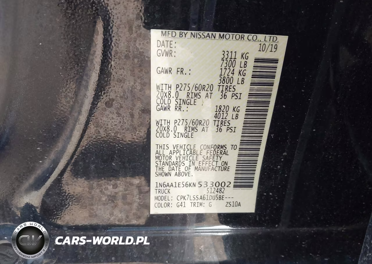 2019 Nissan Titan Sv VIN:1N6AA1E56KN533002 - 9
