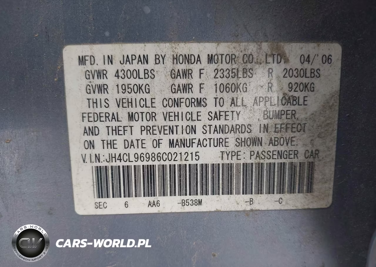 2006 Acura Tsx VIN:JH4CL96986C021215 - 9
