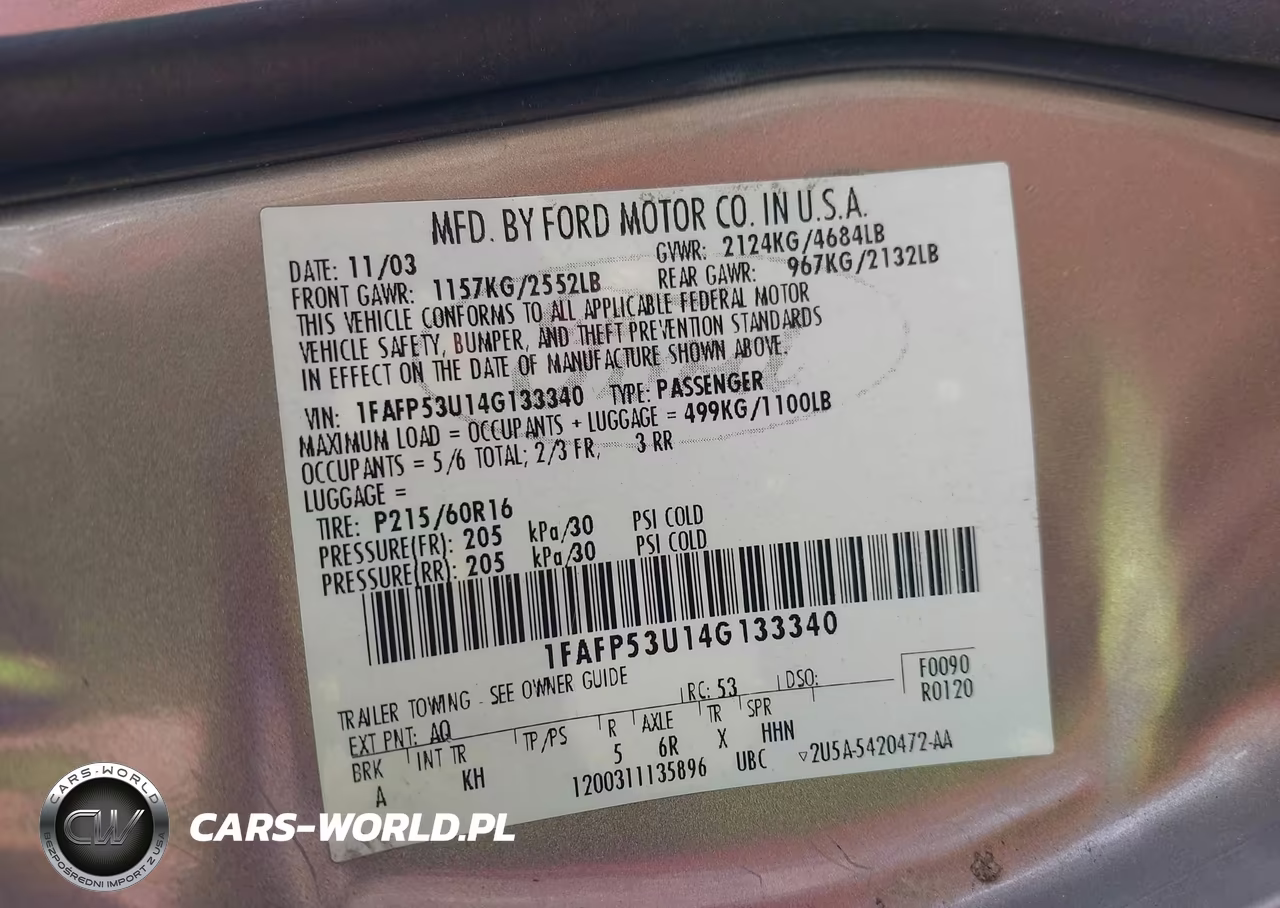 2004 Ford Taurus Se VIN:1FAFP53U14G133340 - 9