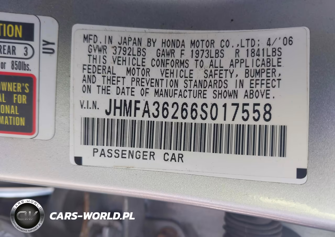 2006 Honda Civic Hybrid VIN:JHMFA36266S017558 - 9