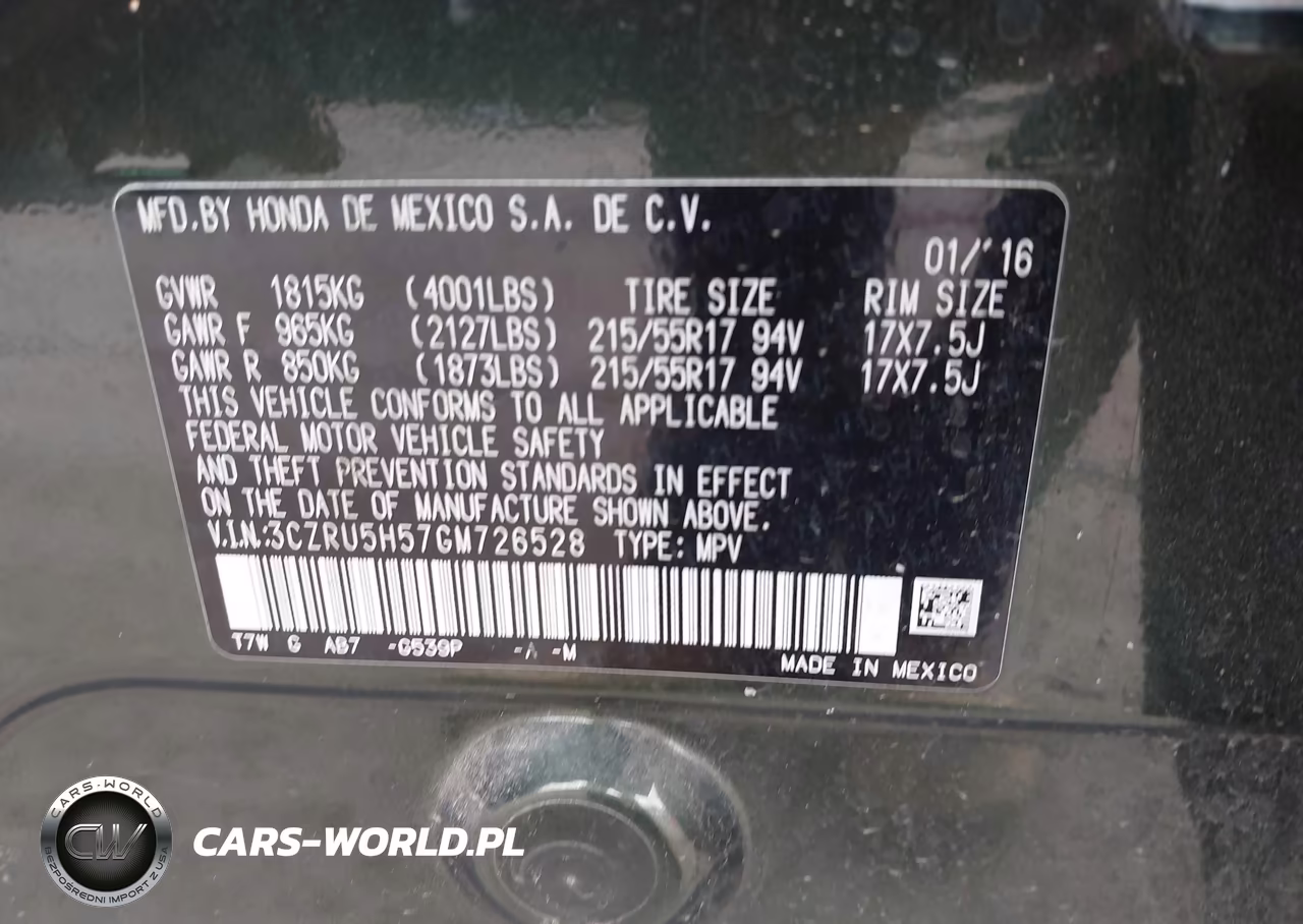 2016 Honda Hr-V Ex VIN:3CZRU5H57GM726528 - 9