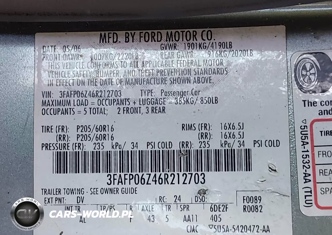 2006 Ford Fusion S VIN:3FAFP06Z46R212703 - 9
