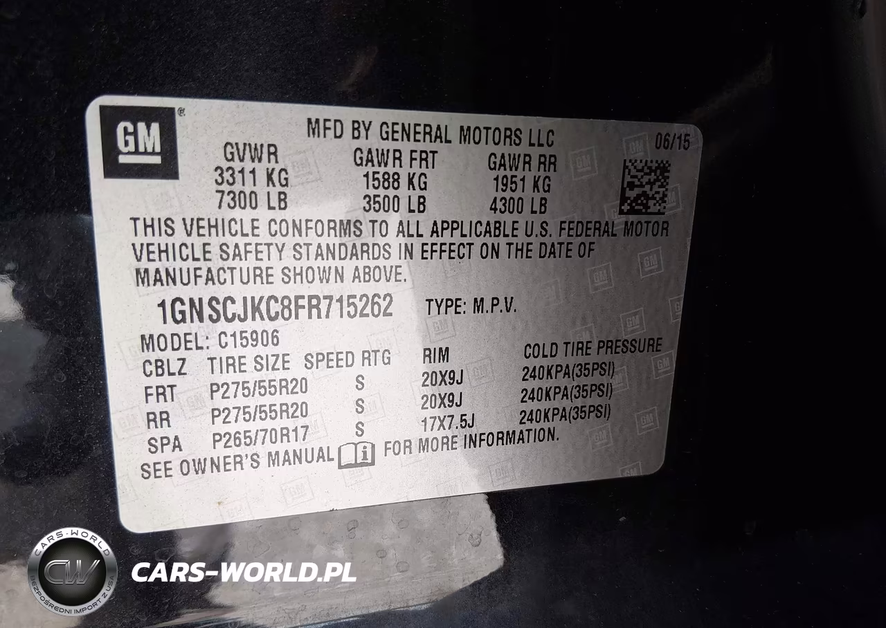 2015 Chevrolet Suburban 1500 Lt VIN:1GNSCJKC8FR715262 - 9