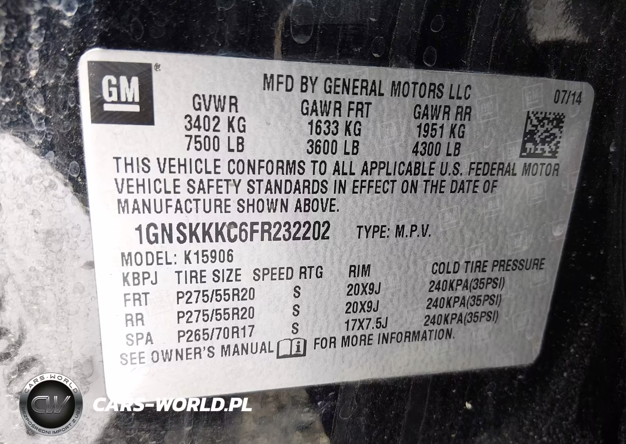 2015 Chevrolet Suburban 1500 Ltz VIN:1GNSKKKC6FR232202 - 9