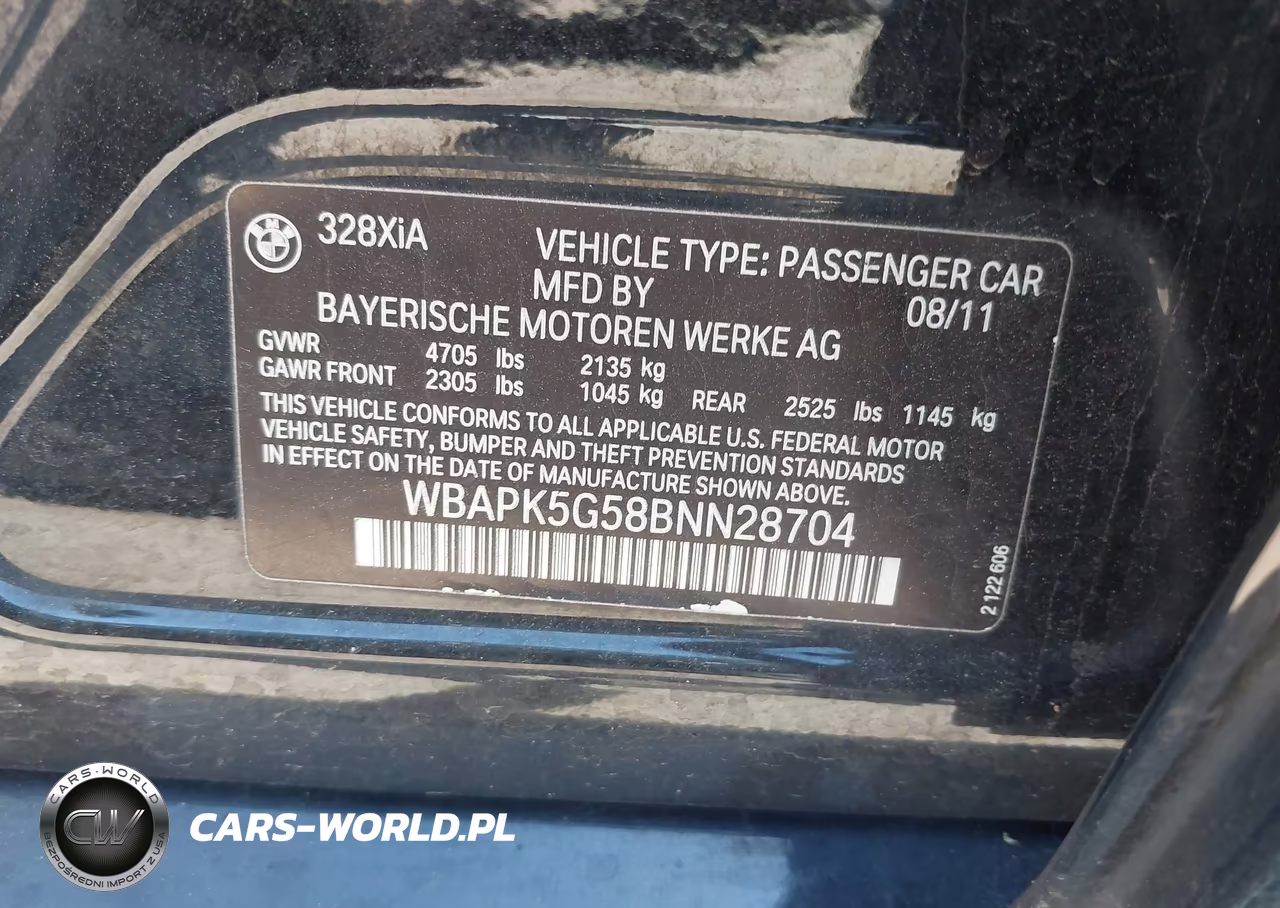 2011 BMW 328I xDrive VIN:WBAPK5G58BNN28704 - 9