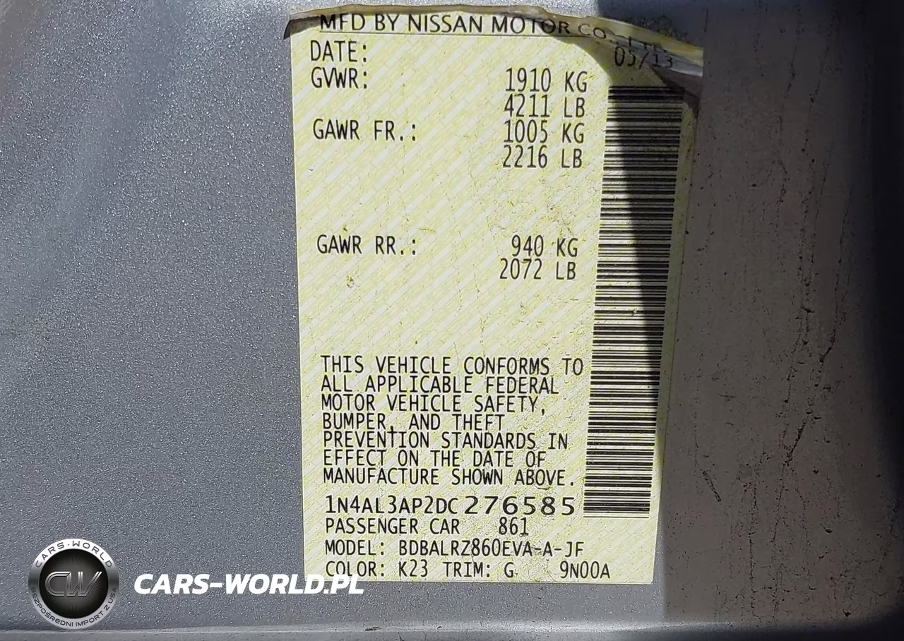 2013 Nissan Altima 2.5 S VIN:1N4AL3AP2DC276585 - 9
