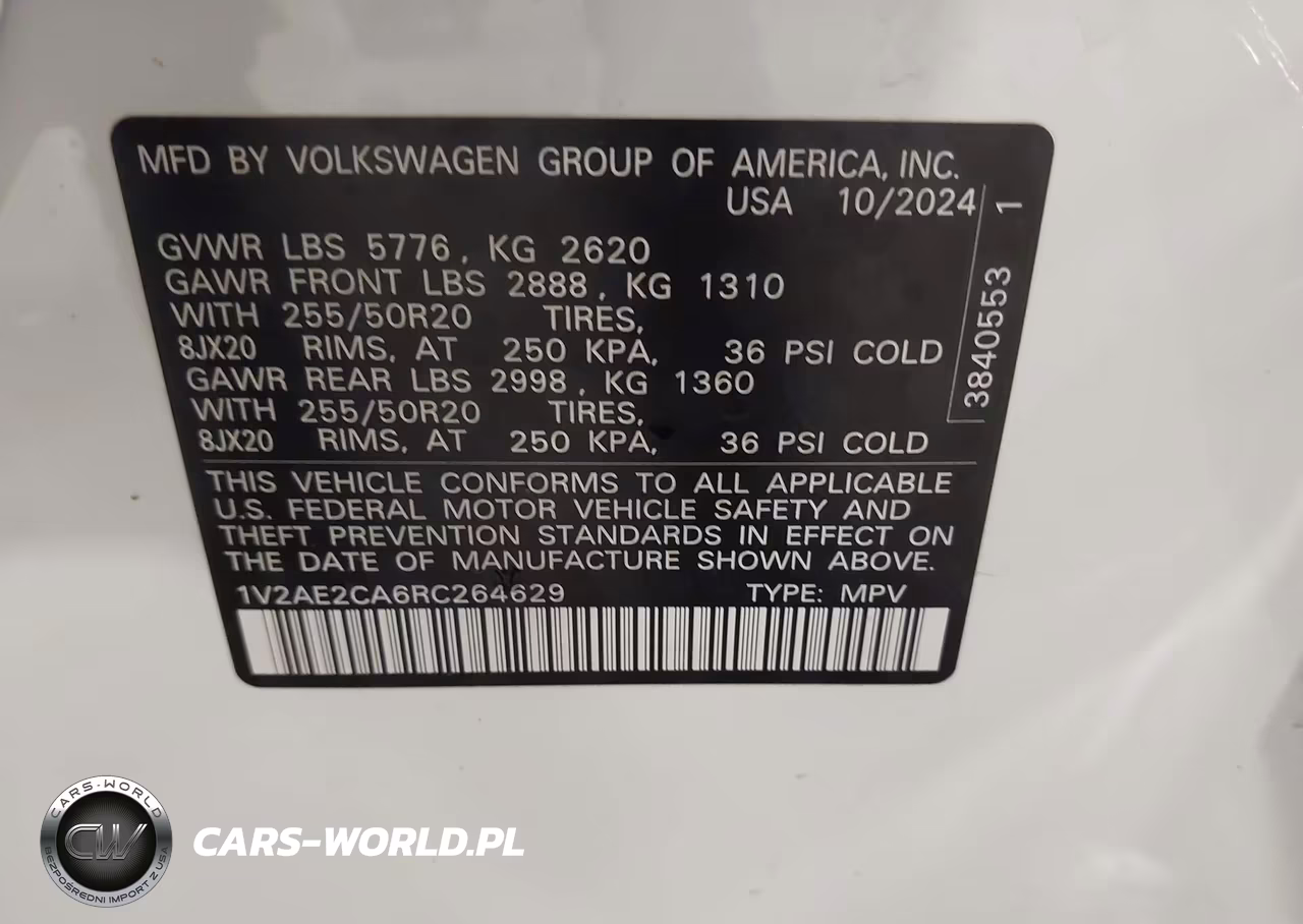 2024 Volkswagen Atlas Cross Sport 2.0T Sel R-Line VIN:1V2AE2CA6RC264629 - 9