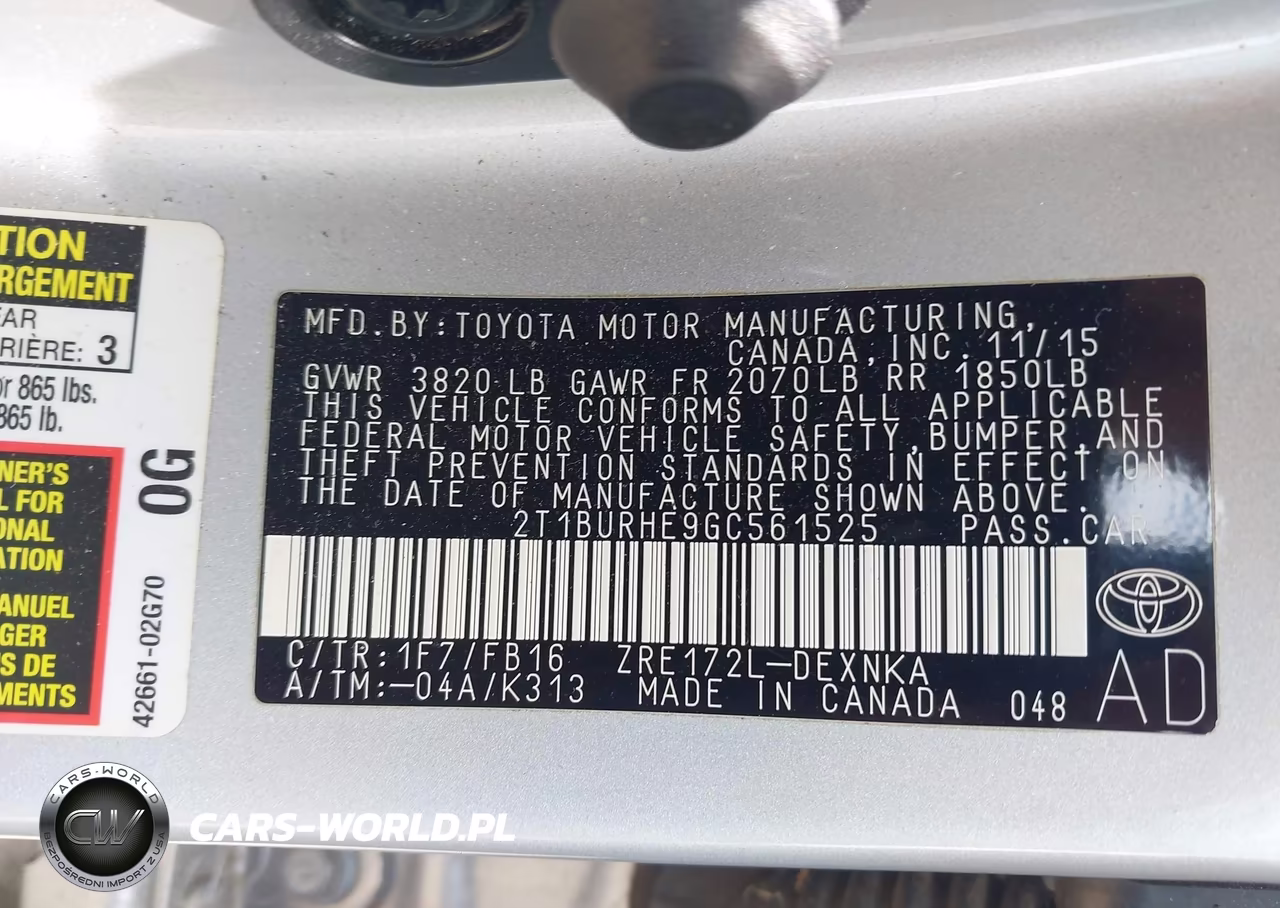 2016 Toyota Corolla Le Plus VIN:2T1BURHE9GC561525 - 9