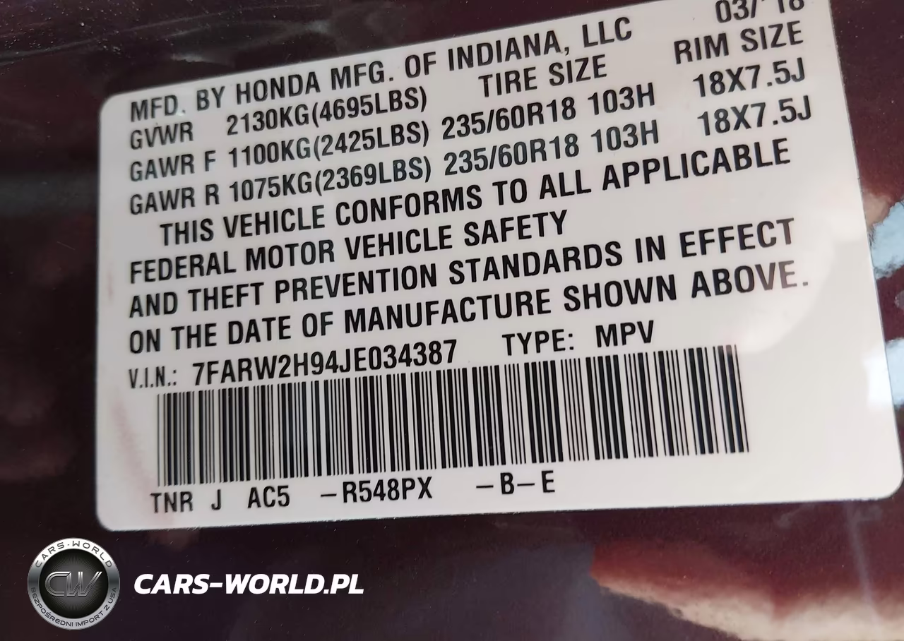 2018 Honda Cr-V Touring VIN:7FARW2H94JE034387 - 9