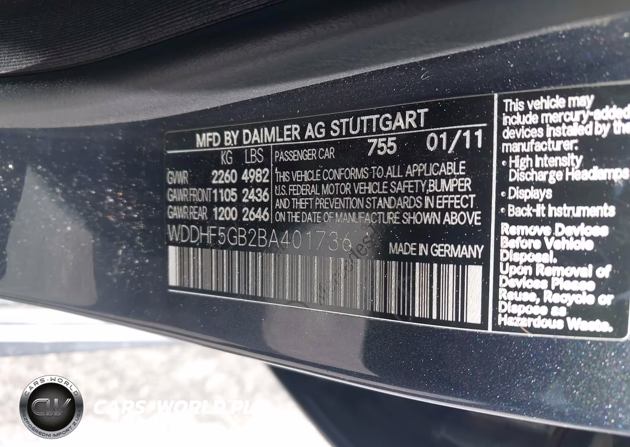 2011 Mercedes-Benz E 350 VIN:WDDHF5GB2BA401736 - 9