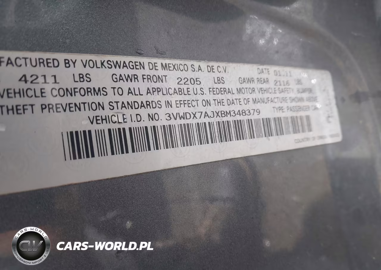 2011 Volkswagen Jetta 2.5L Se VIN:3VWDX7AJXBM348379 - 9
