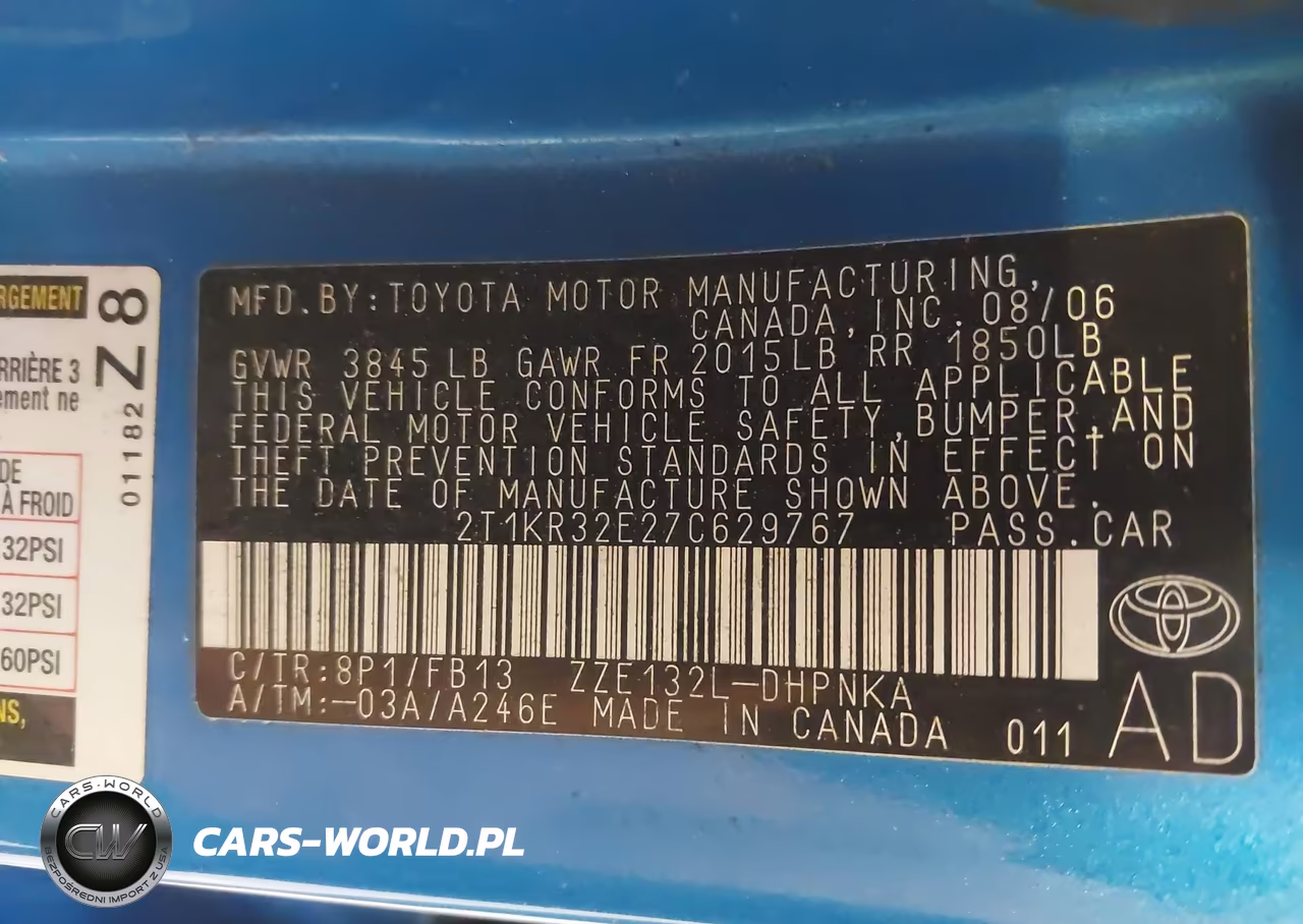 2007 Toyota Matrix Xr VIN:2T1KR32E27C629767 - 9