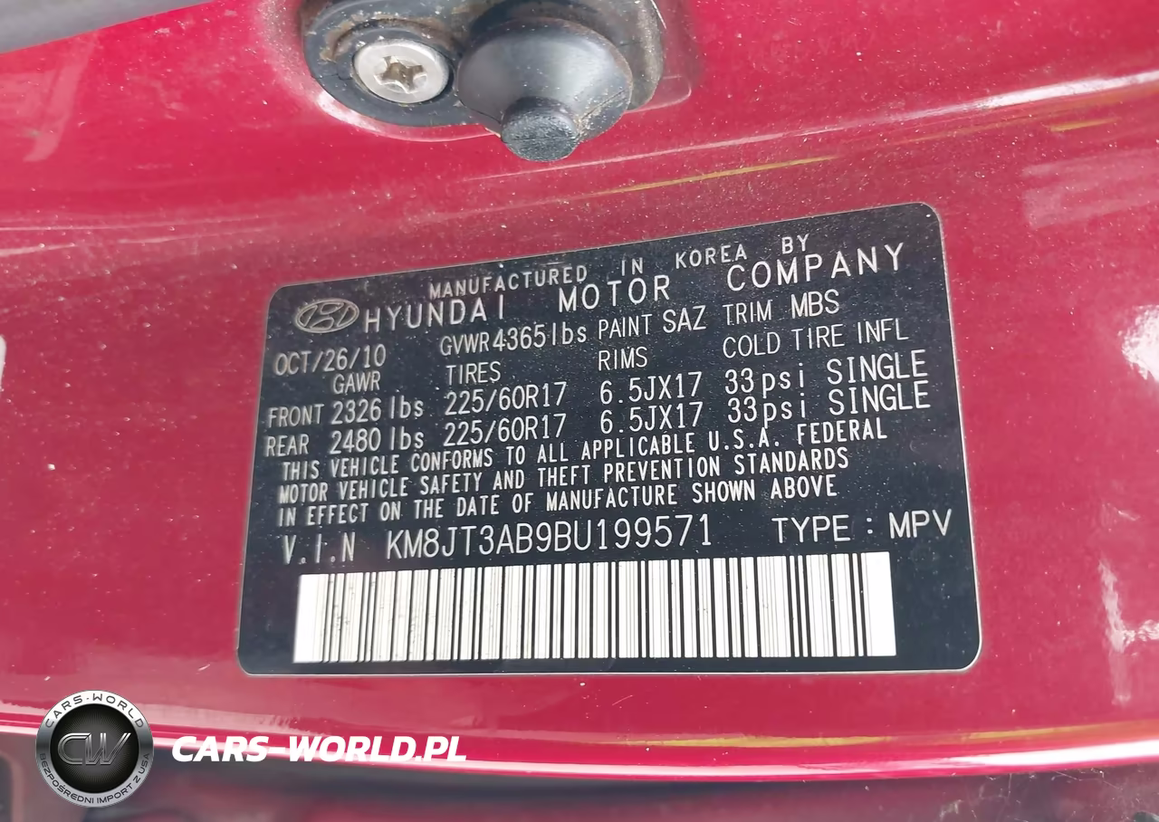 2011 Hyundai Tucson Gl VIN:KM8JT3AB9BU199571 - 9