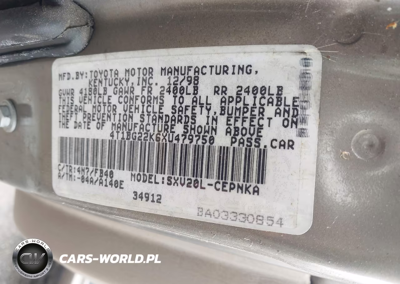 1999 Toyota Camry Le VIN:4T1BG22K6XU479750 - 9