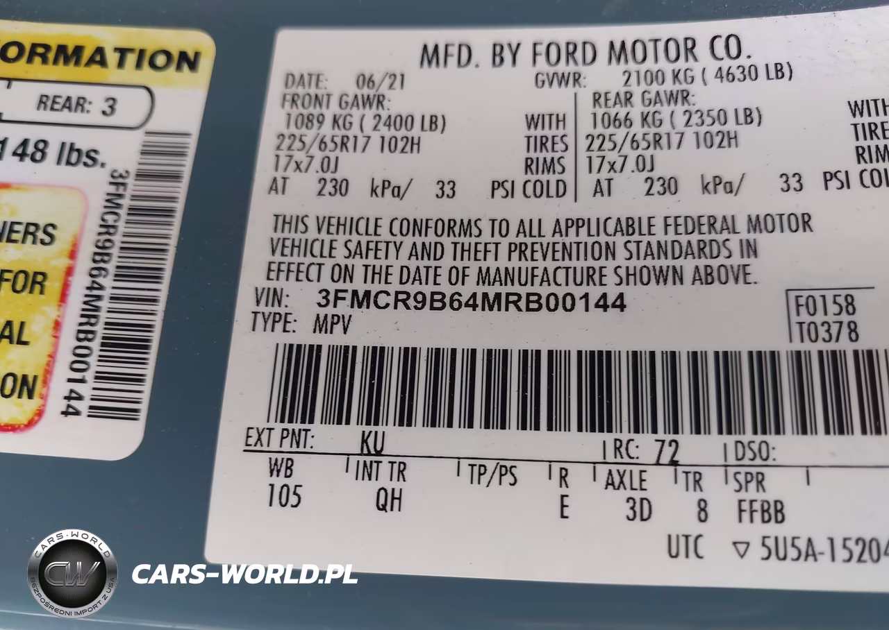 2021 Ford Bronco Sport Big Bend VIN:3FMCR9B64MRB00144 - 9