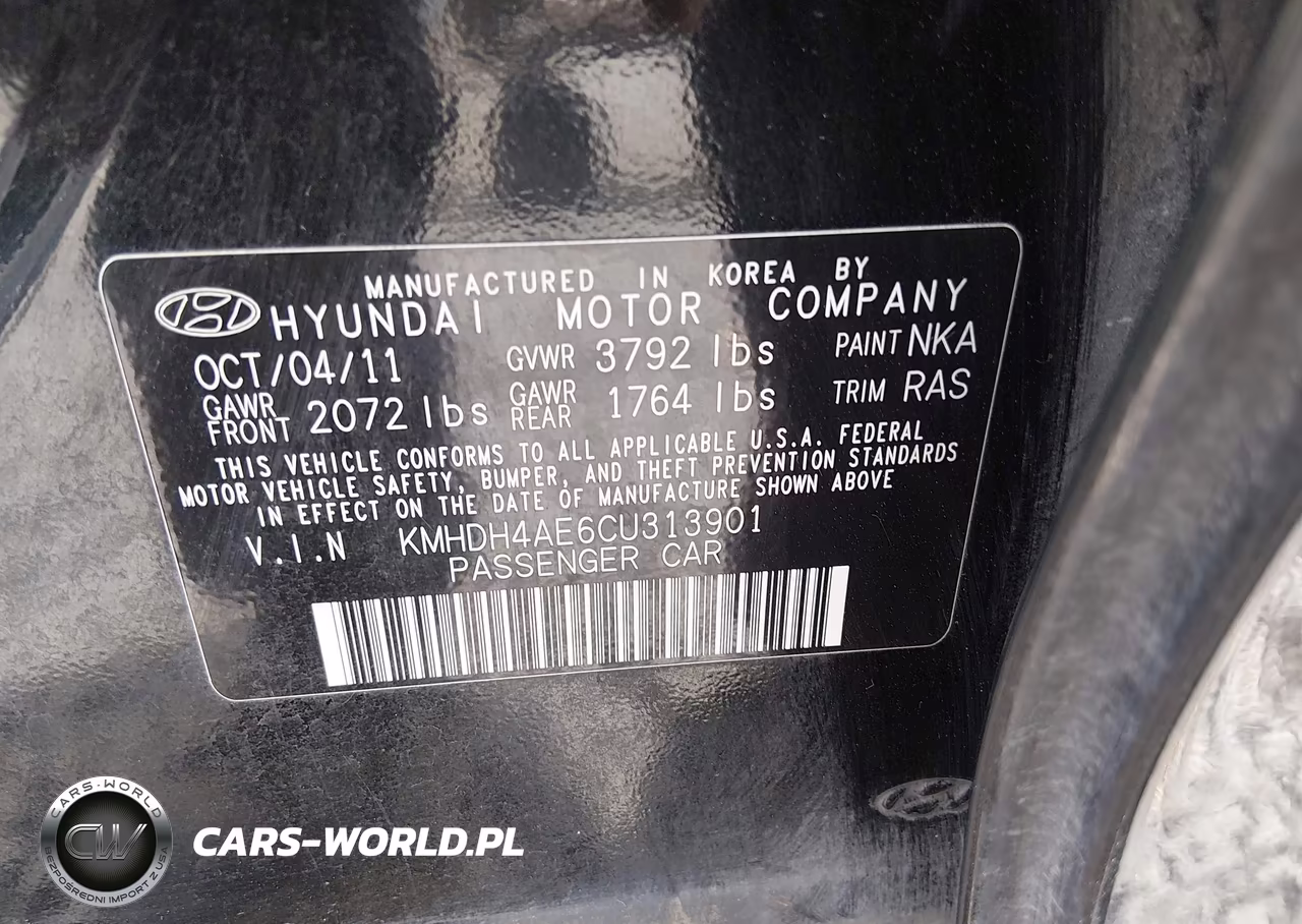 2012 Hyundai Elantra Gls (Ulsan Plant) VIN:KMHDH4AE6CU313901 - 9