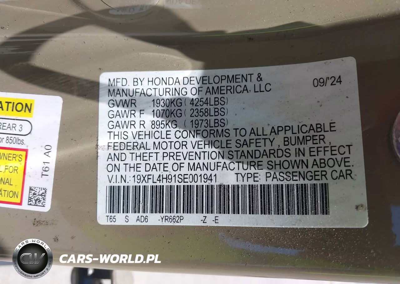 2025 Honda Civic Hybrid Sport Touring VIN:19XFL4H91SE001941 - 9