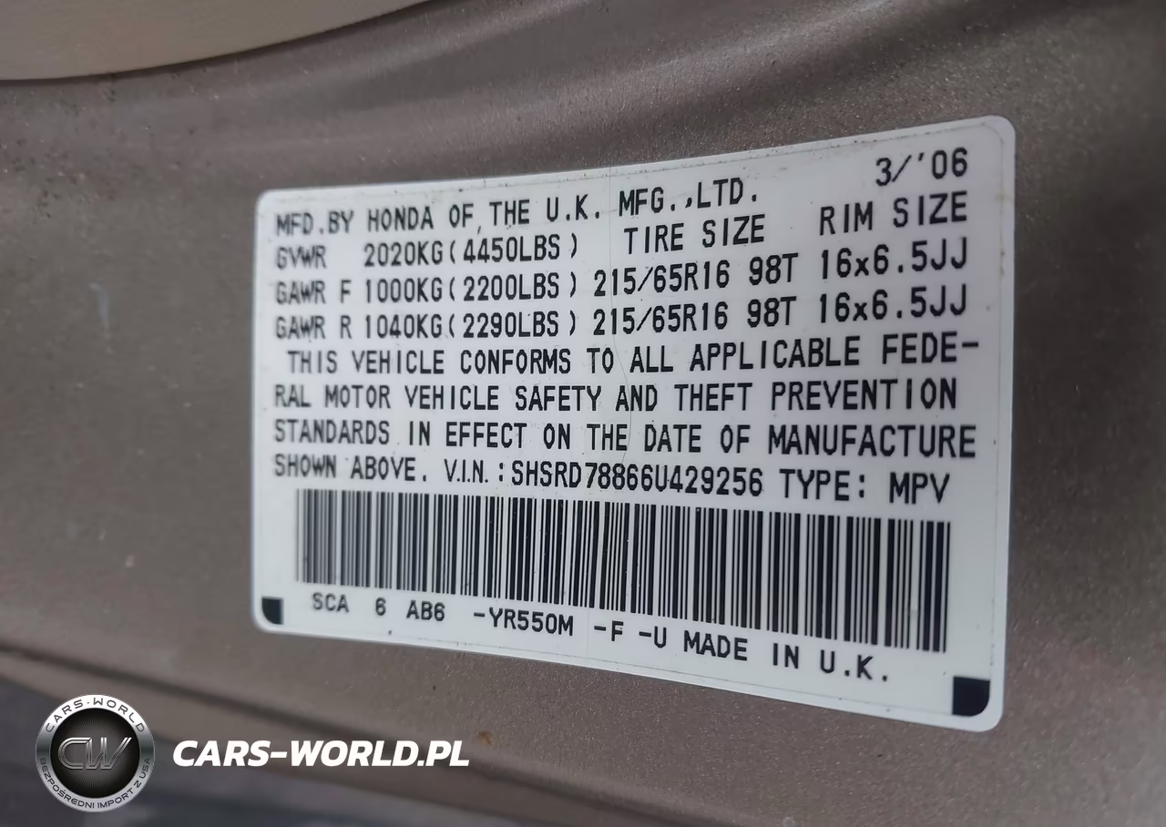 2006 Honda Cr-V Ex VIN:SHSRD78866U429256 - 9