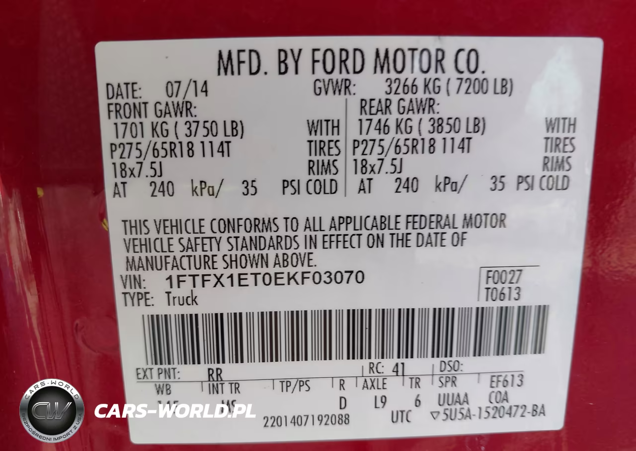 2014 Ford F-150 Xlt VIN:1FTFX1ET0EKF03070 - 9