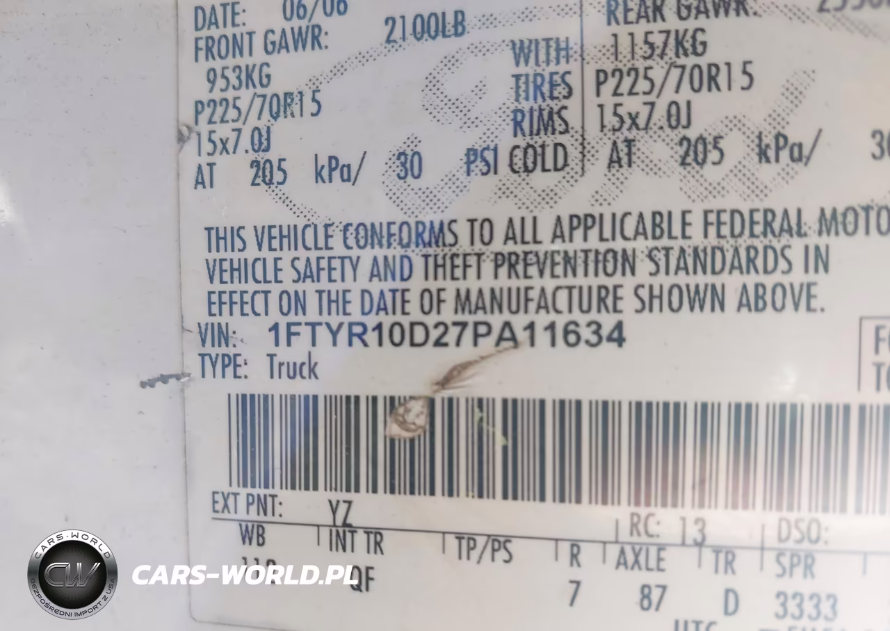 2007 Ford Ranger Stx-Xl-Xlt VIN:1FTYR10D27PA11634 - 9