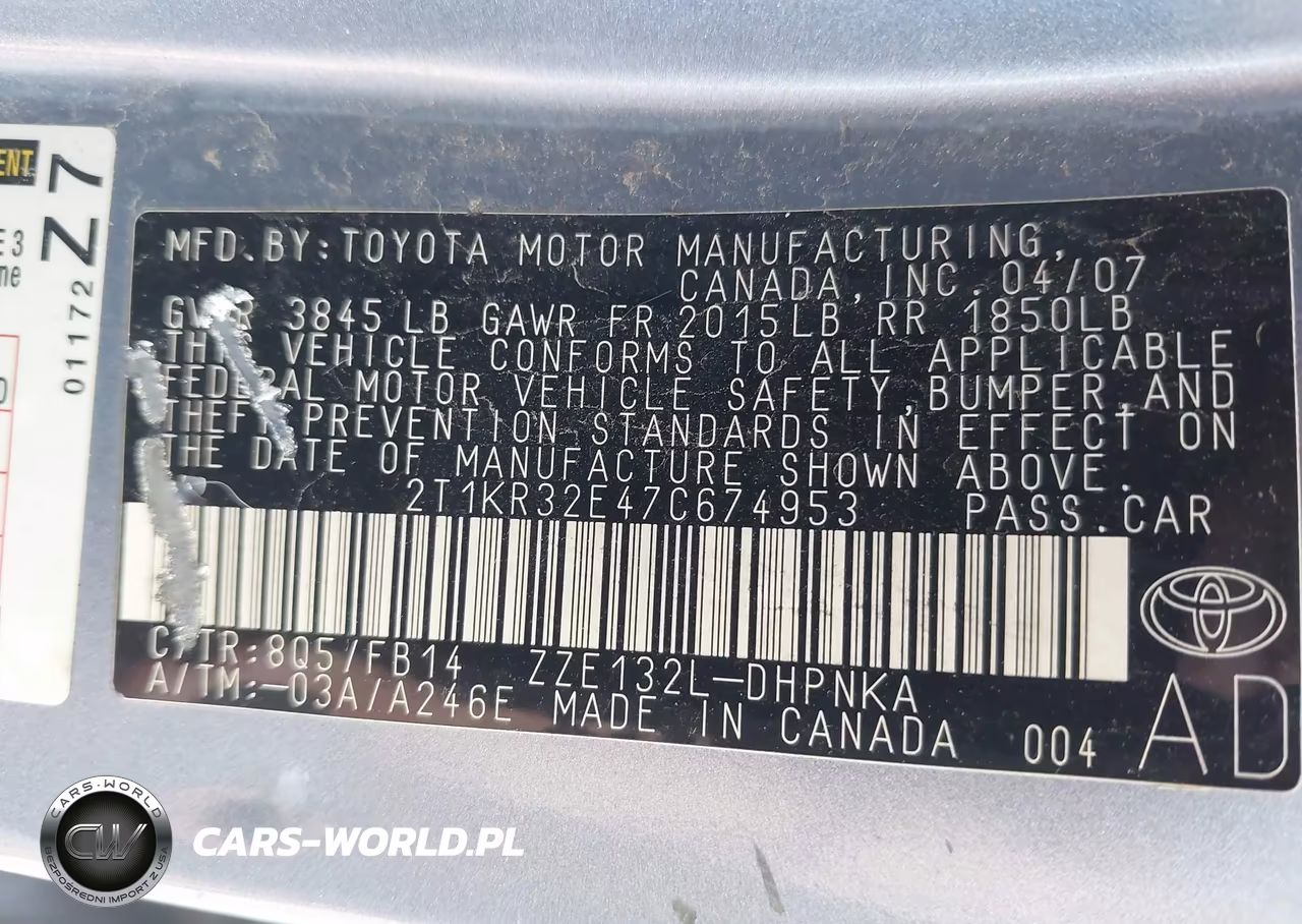 2007 Toyota Matrix Xr VIN:2T1KR32E47C674953 - 9