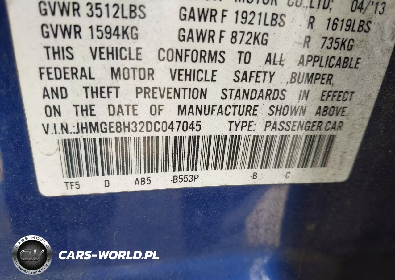 2013 Honda Fit VIN:JHMGE8H32DC047045 - 9
