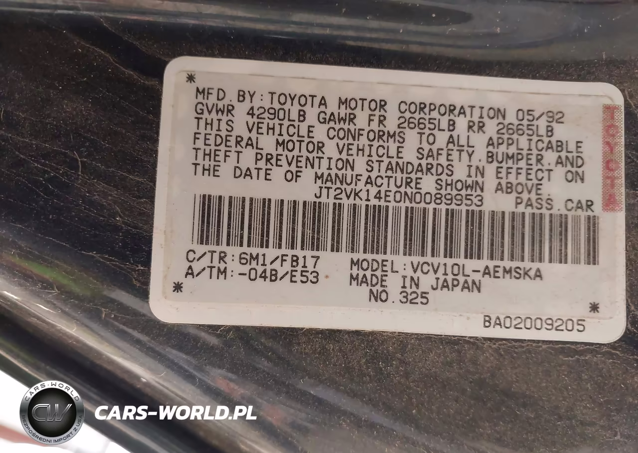 1992 Toyota Camry Se VIN:JT2VK14E0N0089953 - 9