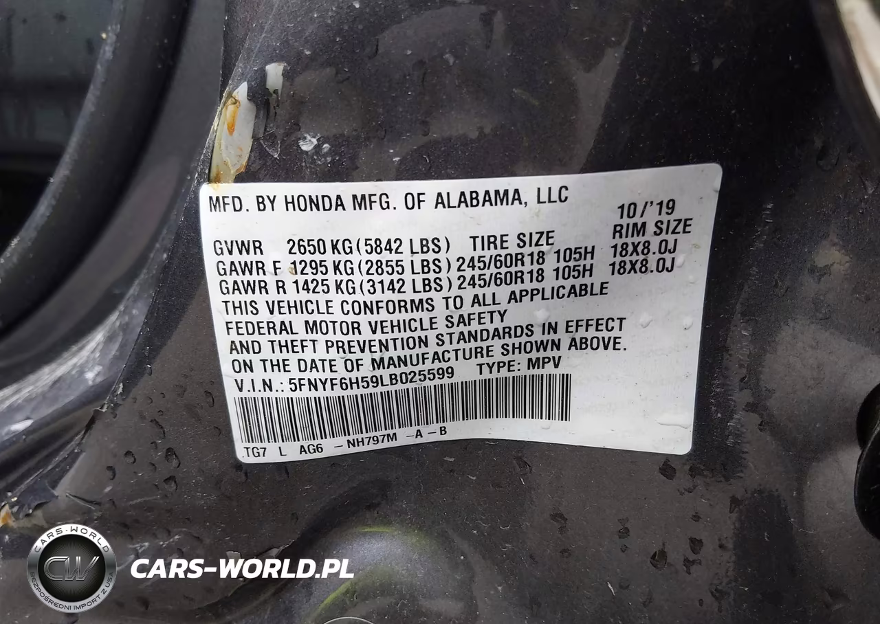 2020 Honda Pilot Awd Ex-L VIN:5FNYF6H59LB025599 - 9