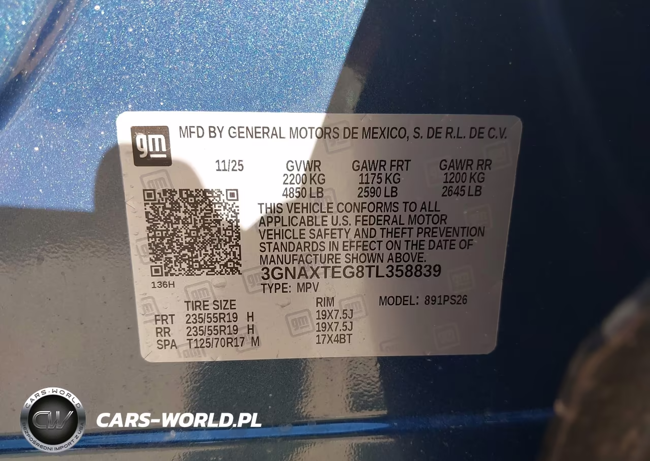 2026 Chevrolet Equinox Awd Rs VIN:3GNAXTEG8TL358839 - 9