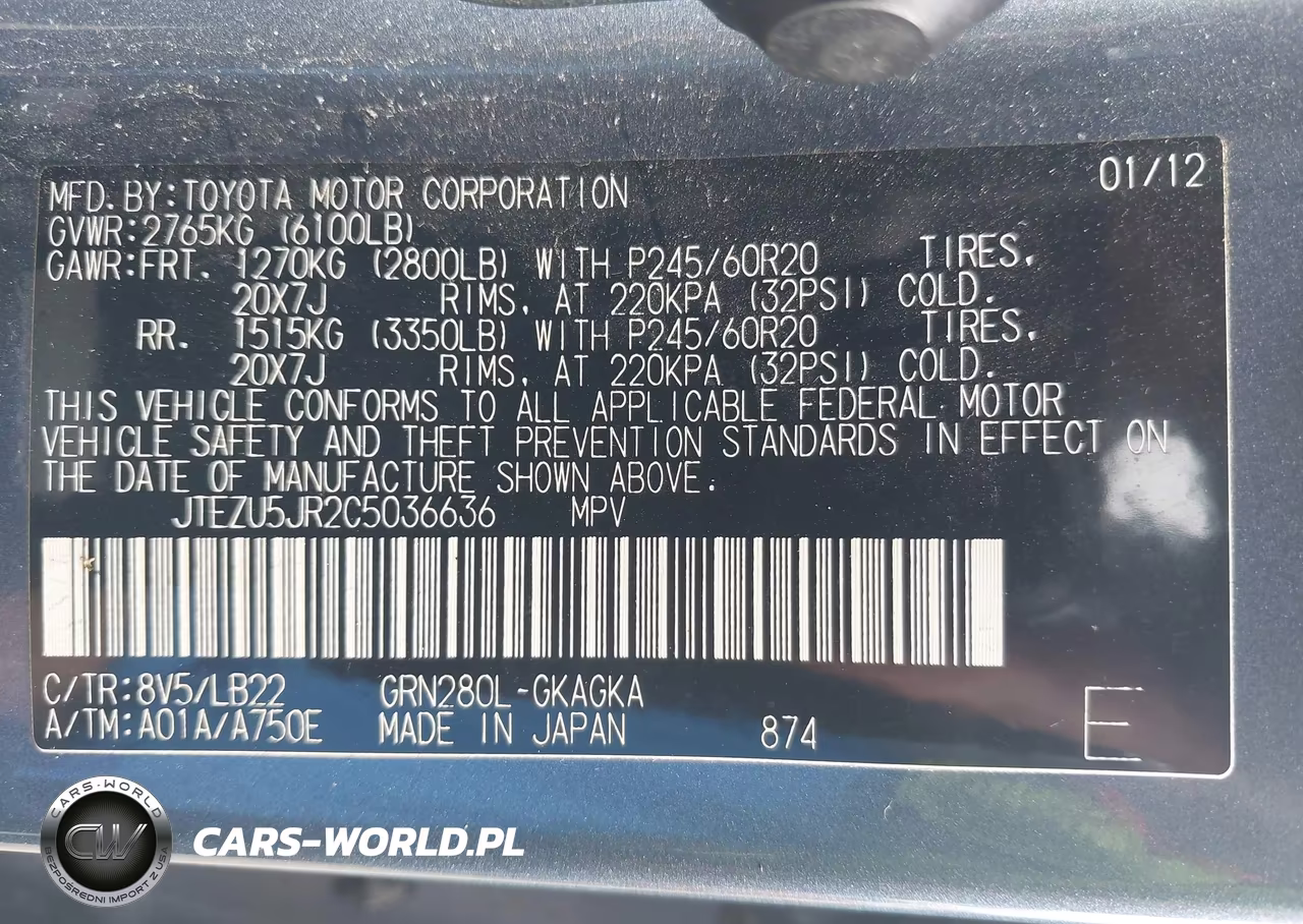 2012 Toyota 4Runner Limited-Sr5 VIN:JTEZU5JR2C5036636 - 9