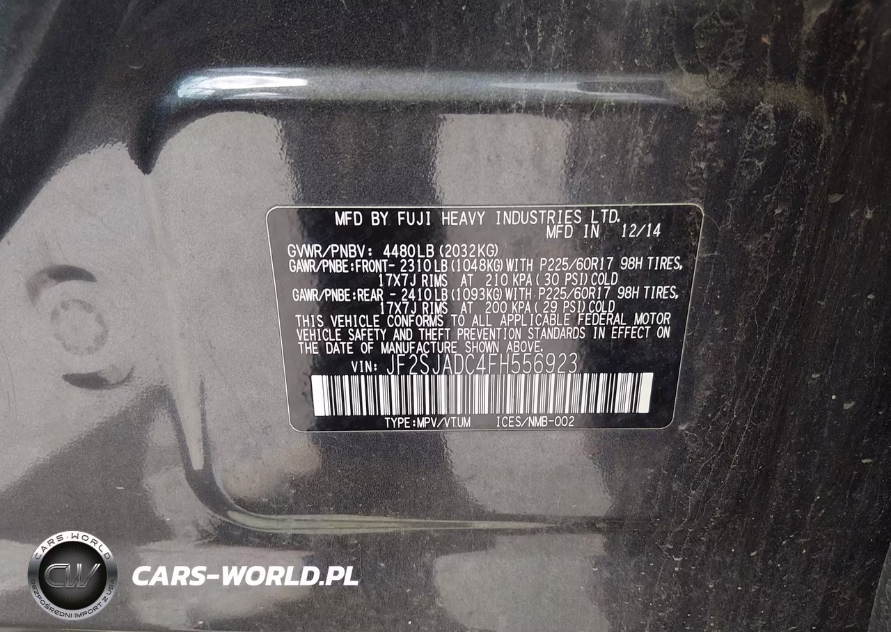 2015 Subaru Forester 2.5I Premium VIN:JF2SJADC4FH556923 - 9