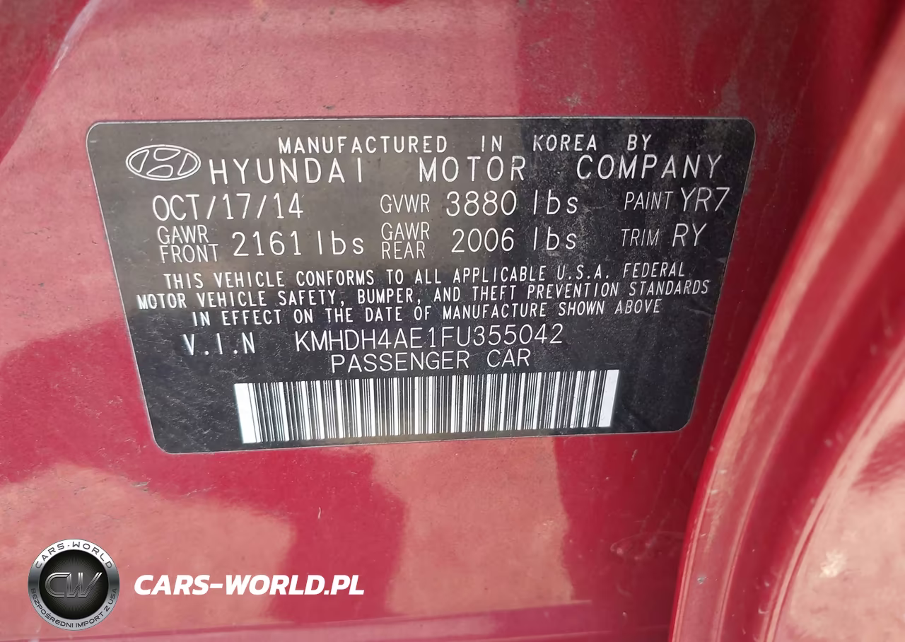 2015 Hyundai Elantra Se VIN:KMHDH4AE1FU355042 - 9