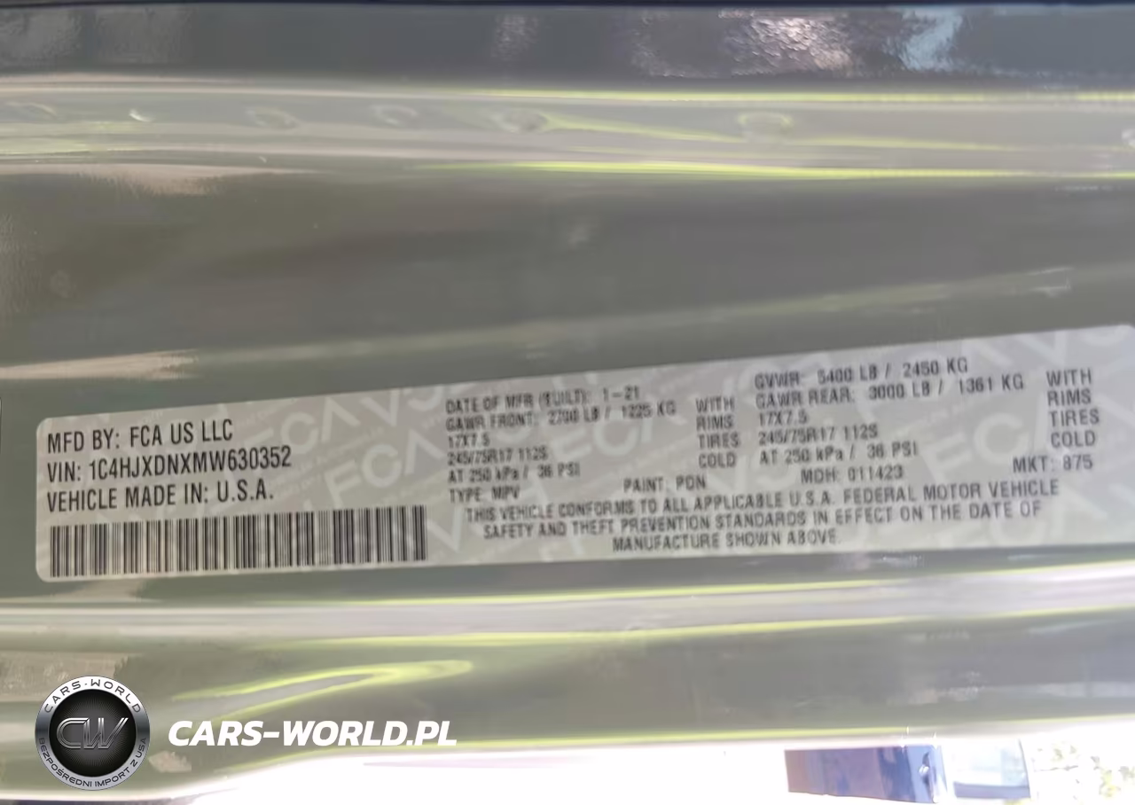 2021 Jeep Wrangler Unlimited Sport S 4X4 VIN:1C4HJXDNXMW630352 - 9