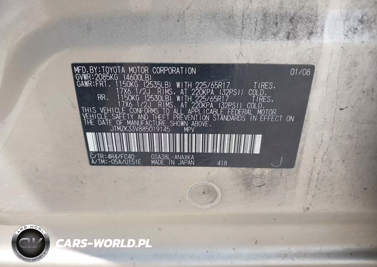 2008 Toyota Rav4 Base V6 VIN:JTMZK33V885019145 - 9