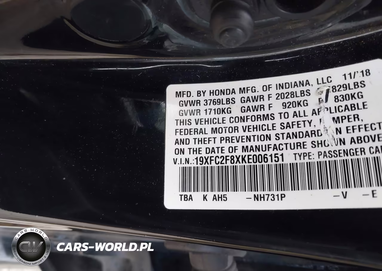 2019 Honda Civic Sport VIN:19XFC2F8XKE006151 - 9