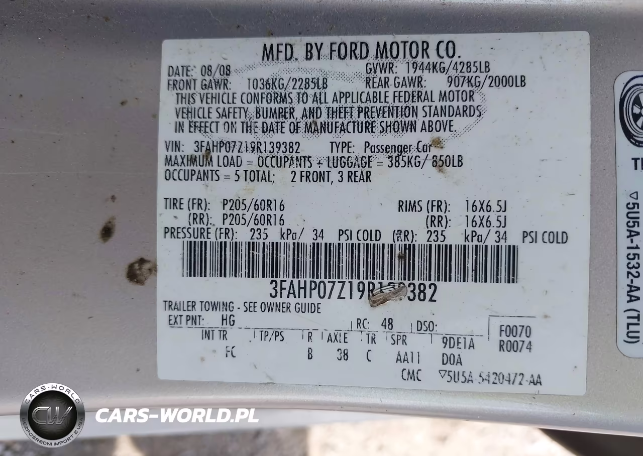 2009 Ford Fusion Se VIN:3FAHP07Z19R139382 - 9