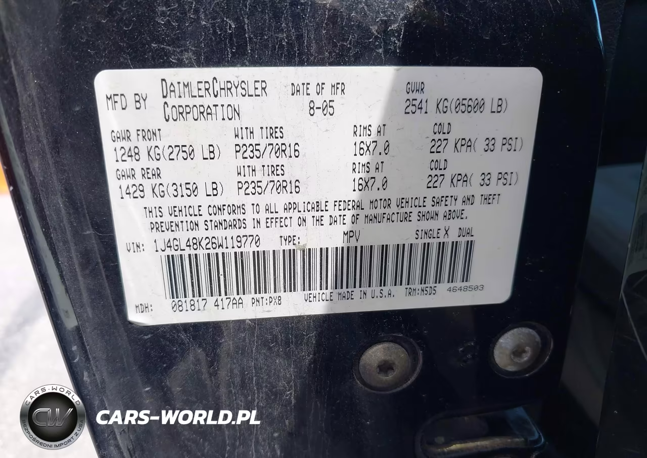 2006 Jeep Liberty Sport VIN:1J4GL48K26W119770 - 9